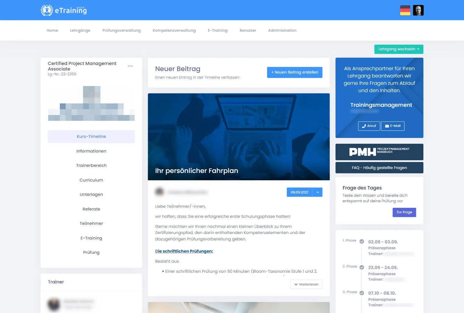 eTraining.app Kursverwaltung
