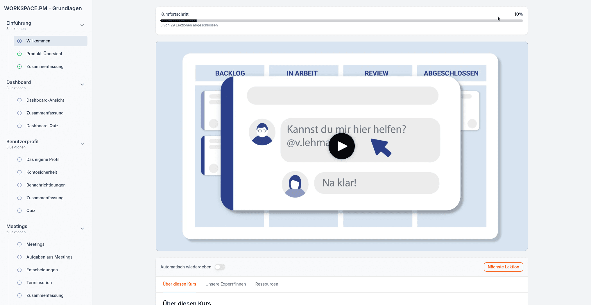 eTraining.cloud Kursansicht