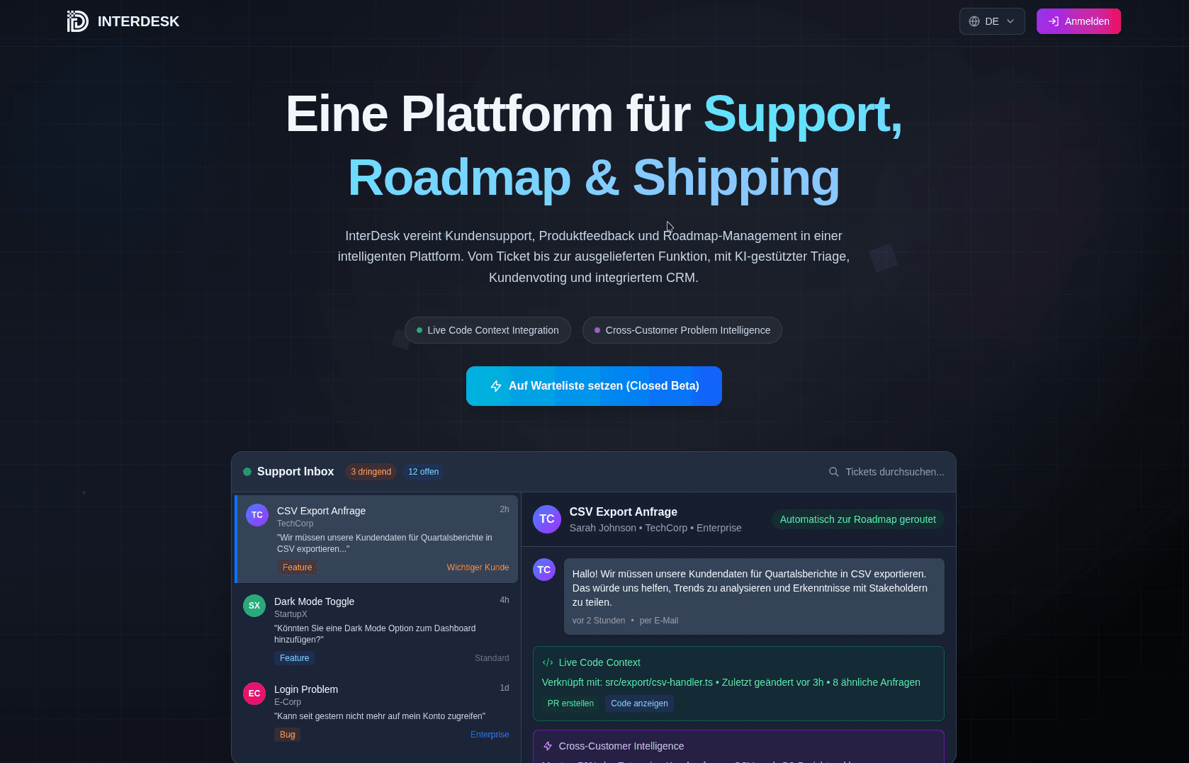 InterDesk Ticket-Dashboard